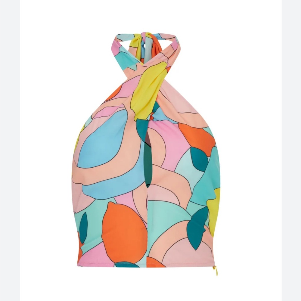 Staud Citrus Kai Colorful Abstract Halter Top